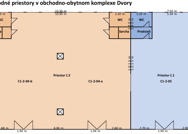 Prenájom priestorov  preskleného priestoru - Dvory  Púchov   100 m 2