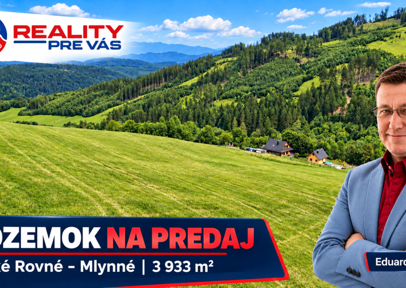 Predaj pozemku na kopci s vyhladom  Veľké Rovné 3933 m2