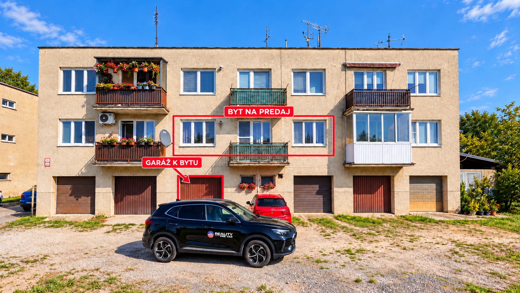 2 izbový byt s balkónom a garážou pod bytom  Borský Mikuláš