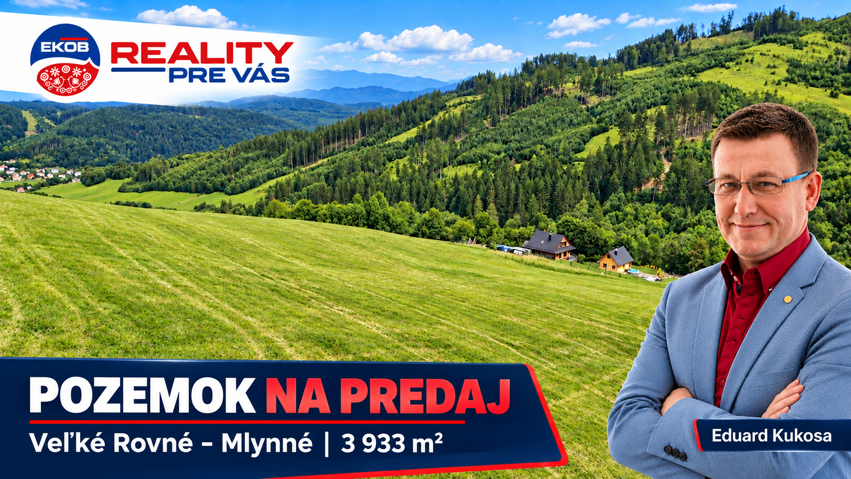 Predaj pozemku na kopci s vyhladom  Veľké Rovné 3933 m2